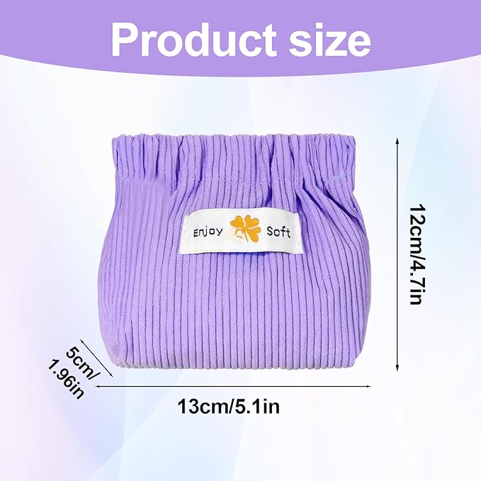 JIEYAO 6Pcs Corduroy Makeup Bags, Elastic Hair Tie Organizer Multicolor Storage Bag Daily Travel Organizer Bag Travel Makeup Pouch Portable Cosmetic Accessories Storage Multipurpose Pouches for Women