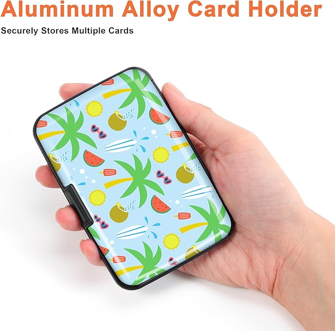 Mayski Credit Card Holder, RFID Blocking, Aluminum Alloy Hard Case, Small Mini Business Metal Wallet for Women Men, Coconut Breeze
