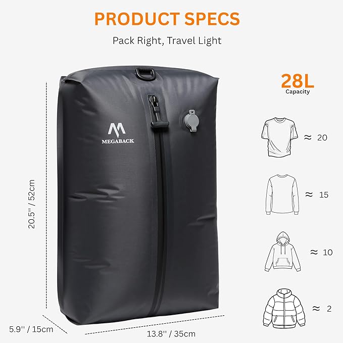 Vacuum Bags for Travel, IP67 Reusable Vacuum Seal Bags for Clothing with Electric Pump, Vacuum Seal Packing cube for Suitcases, Backpack & Travel (2PC+Pump)