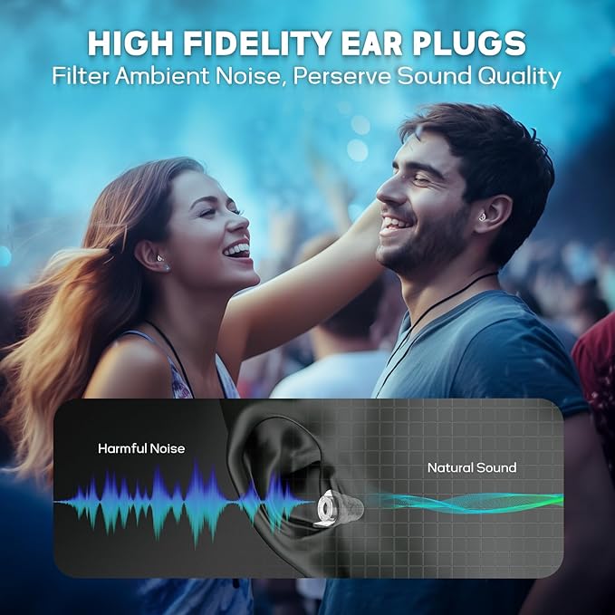 Hearprotek Concert Earplugs, Soft Silicone Hi-Fi Spirit Noise Reduction Music Ear Plugs for Small Canals Hearing Protection, Musicians, Rave, Dj, Tinnitus Relief, Music Festival