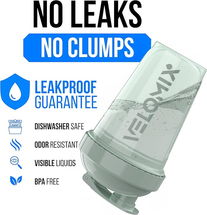 VELOMIX -2 Pack- 20 oz Protein Shaker Bottles for Protein Mixes - 2x Wire Whisk | Leak Proof Shaker Cups for Protein Shakes and Pre Workout | Protein Shaker Bottle Pack (Mint Glow)
