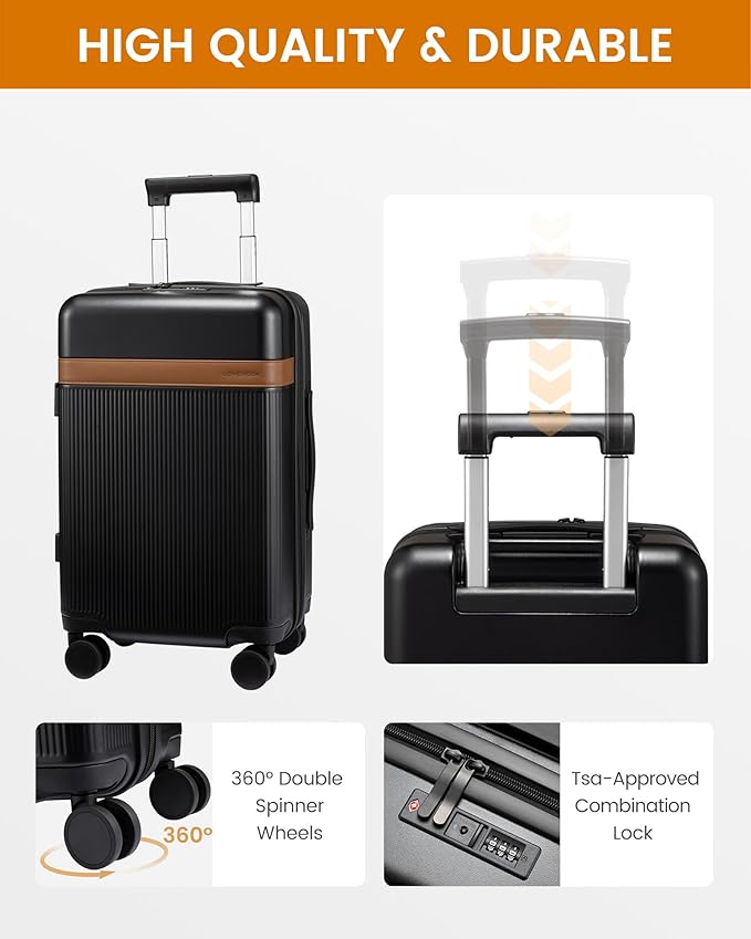 LOVEVOOK Hard Shell Carry On Luggage 22x14x9 Airline Approved with Removable Lining,22 Inch Carry On Suitcase with Spinner Wheel TSA Lock,Lightweight Checked Luggage for Men Women Travel Business Trip