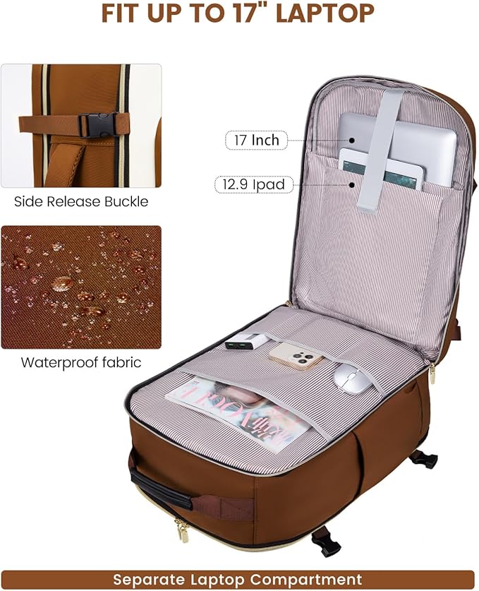 LOVEVOOK 50L Travel Backpack for Women & Men, Airline Approved Carry On Luggage with 3 Packing Cubes, TSA Overnight Bags, Waterproof Personal Item Bag, Weekender Essentials Backpacks fits 17" Laptop