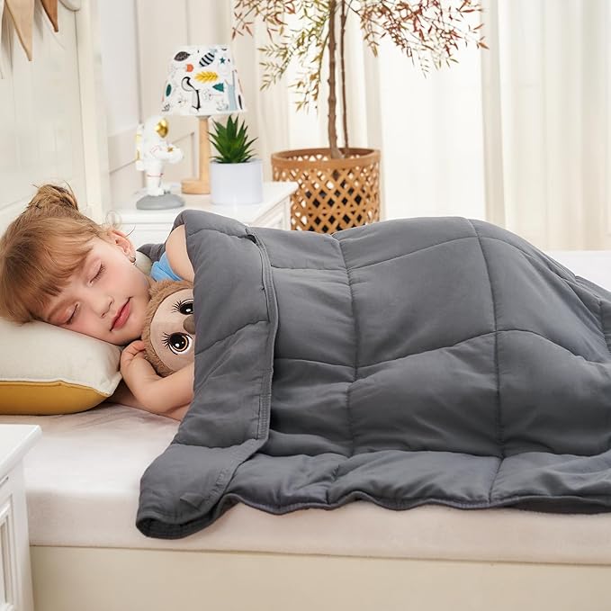 yescool Weighted Blanket 10 Pounds Twin Cooling Weighted Lap Blanket, Grey Heavy Blanket for Sleeping, Weighted Throw Blanket Gifts for 80-110lbs, 48"x72"