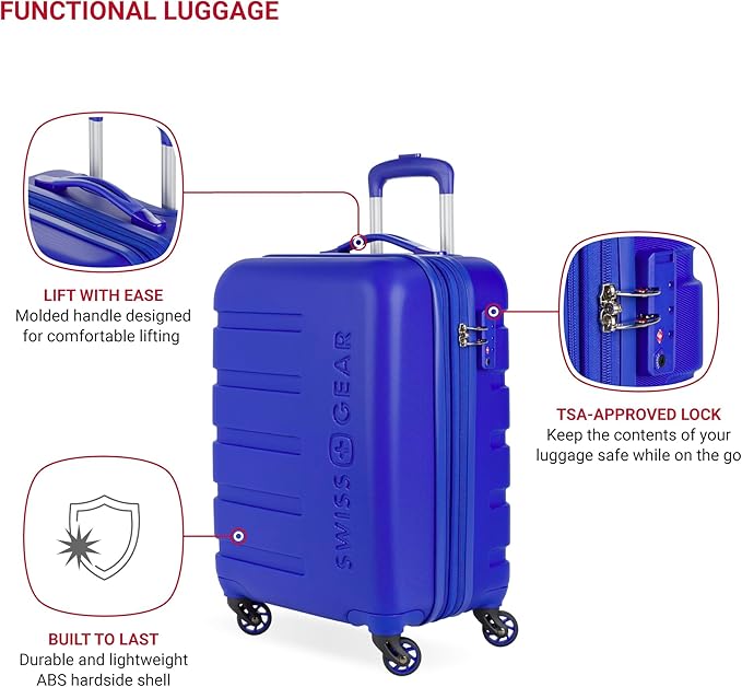 SwissGear 7366 Signature Hardside Expandable Luggage with Spinner Wheels, TSA Lock, Cup-Holder, Cobalt, Carry-On 19-Inch