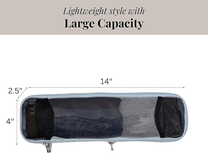 Baggallini Long Compression Cube - Lightweight Travel Accessory Compression Packing Cube for Travel