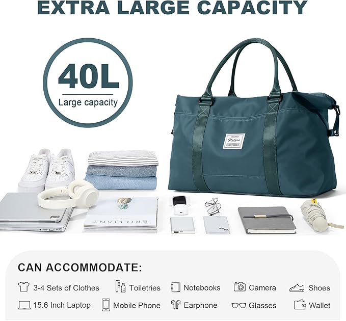 HYC00 Travel Duffel Bag,Carry-on Overnight Weekender Bags for Women,Sports Tote Gym Bag with Wet Pocket