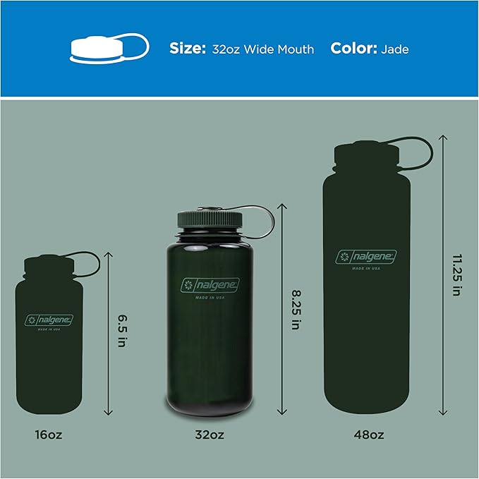 Nalgene 32 oz Wide Mouth Water Bottle | BPA-Free, Durable & Leak Proof, Lightweight Bottle for Hiking & Gym, Work & Travel