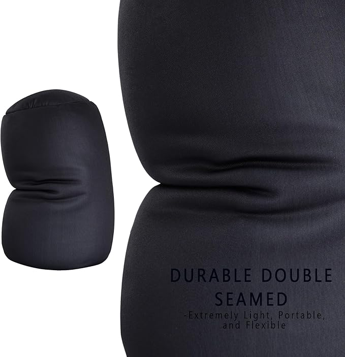 Squishy Microbead Neck Pillow, 7Inch x 12Inch Soft Travel Body Bed Pillow Bean Pillow for Kids Adult Chair Sleeping Car Seat, Fun Dormroom (Black)