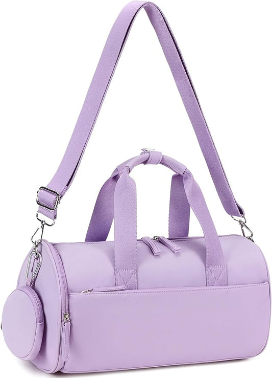 Mini Gym Bag for Women Girls Cute Small Duffle Bag 12'' with Multifunctional Pockets Workout Sport Bags Dance,Fitness,Yoga (B-Purple)