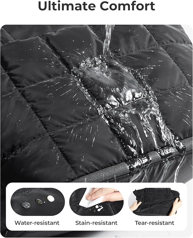 BAGSMART Expandable Tote Bag for Women, Puffer Work Tote Handbag, Quilted Carry On Bag for Travel Gym