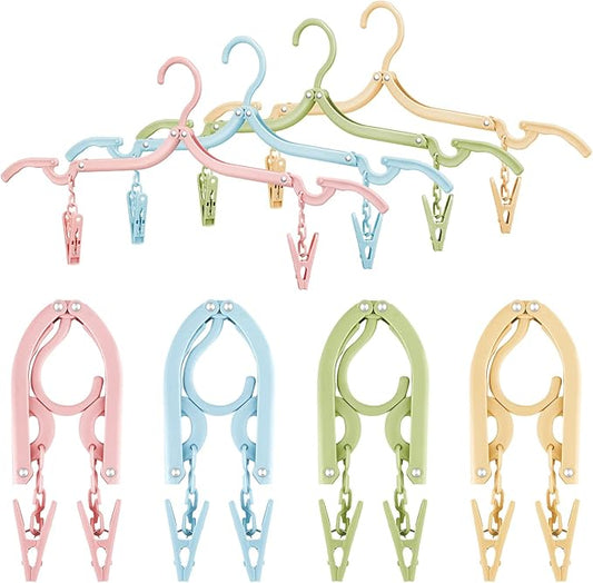 Maitys Folding Travel Hangers, 12 Pieces, Colorful, Plastic, Anti-Slip, Portable, Lightweight, Easy to Carry