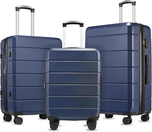 Luggage Sets 3 Piece, Expandable Hardshell Suitcase with TSA Lock & Silent Spinner Wheels, Lightweight Hardside Travel Suitcase Set for International Trips (20/24/28 in, Blue)