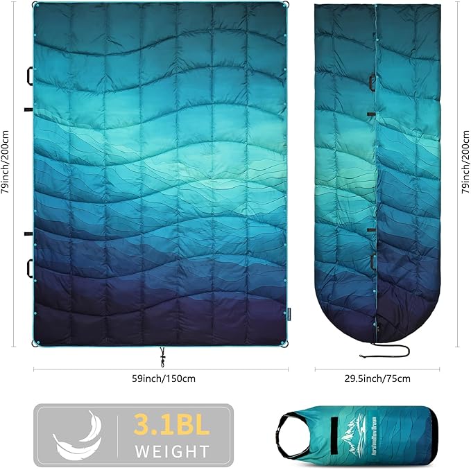 Camping Blanket, Puffy Blankets Lightweight Windproof Resistant for Outdoors,Hiking, Backpacking,Car,Picnic,Stadium