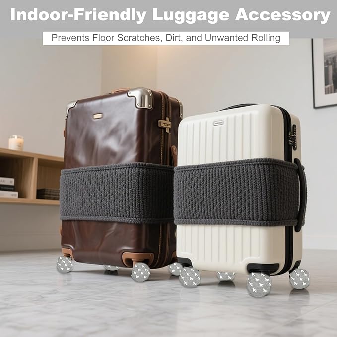 12Pcs Luggage Wheel Covers for Suitcase Wheels Full Wrap Fabric Protector Sleeves for Universal Luggage Wheel Protection Covers with Dirt Guard for Travel Bags and Storage Use