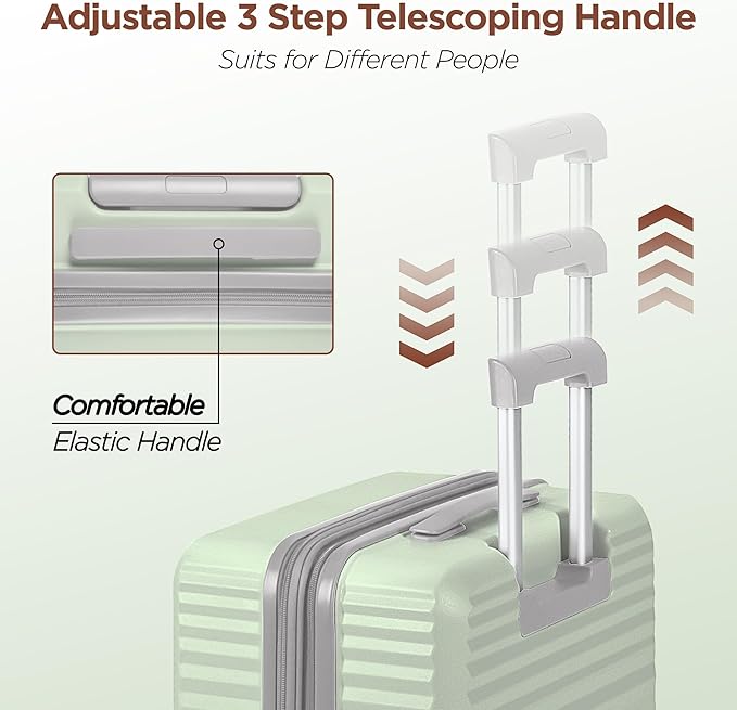 SHOWKOO Luggage Sets 3 Piece Hardside Expandable Suitcase with Double Spinner Wheels Tsa Lock Cyan (20in/24in/28in)