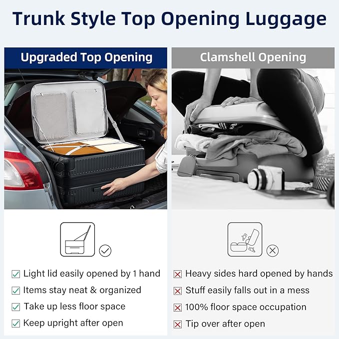 Hard Shell Suitcases 24 Inch Check in Luggage with Spinner Wheels Cup Holder, Lightweight Top Opening Expandable Luggage Hard Case Rolling Medium Checked Suitcase with Lock, Black