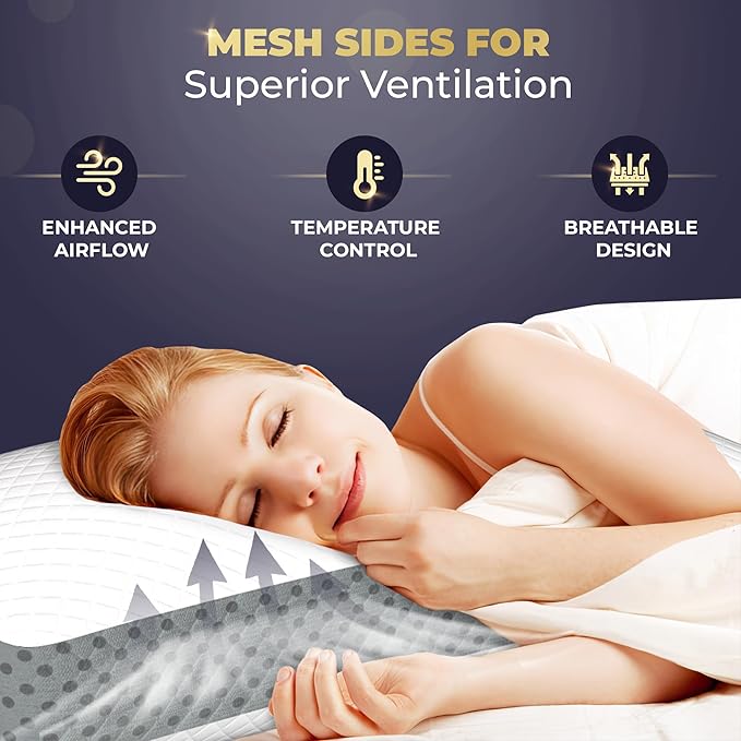 Royal Therapy Memory Foam Pillow, Neck Pain Relief, for Neck and Shoulder Pain, Side Sleeper, Cervical, Pillow Sleeping, Non-Adjustable