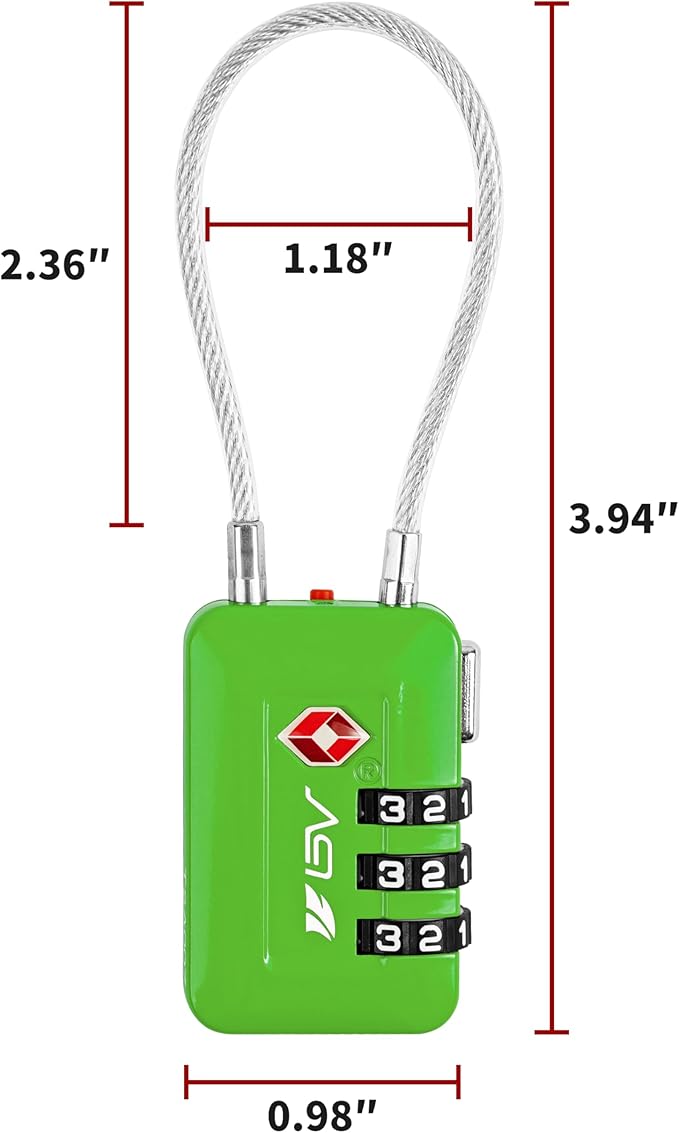 TSA Accpeted Luggage Travel Lock, Set-Your-Own Combination Lock for School Gym, Golf Bag, Locker, Luggage Suitcase Baggage Locks, Filing Cabinets, Toolbox, Case (Green, 2 Pack)