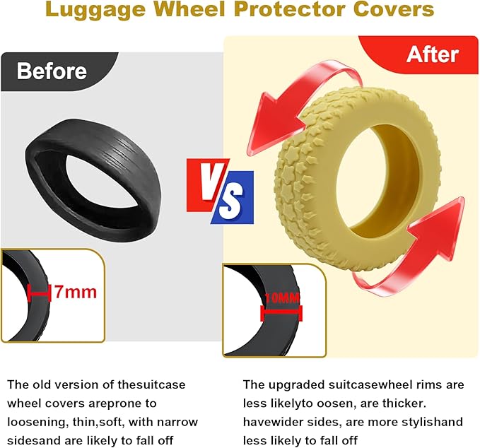 8PCS Luggage Wheel Protector, Silicone Luggage Wheel Covers for 2-2.4" Suitcases Spinner Wheel,Upgraded Wear-Resistant, Silent, Shock Absorption Luggage Accessories for Carry-On Travel(Pink)