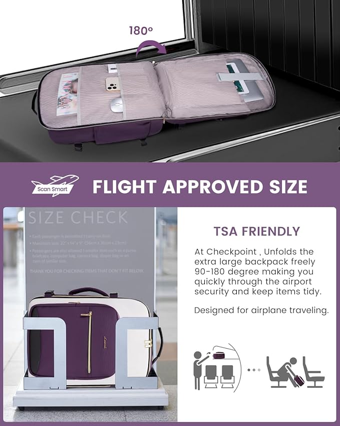 LOVEVOOK 50L Travel Backpack for Women & Men, Airline Approved Carry On Luggage with 3 Packing Cubes, TSA Overnight Bags, Waterproof Personal Item Bag, Weekender Essentials Backpacks fits 17" Laptop