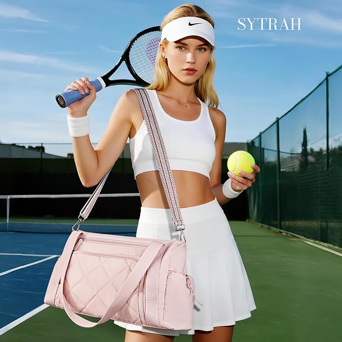 Gym Bag for Women, Duffle Weekender Bags for Travel, Lightweight Weekender Tote with Wet Pocket for Sports, Workout and Dance Pink