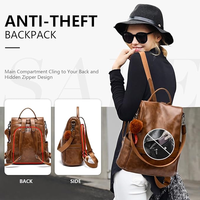 CHERUTY Women Backpack Purse PU Leather Anti-theft Casual Shoulder Bag Fashion Ladies Satchel Bags