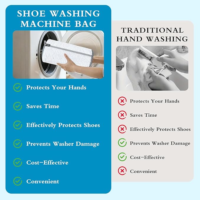 Shoe Washing Bag, Laundry Shoe Bag, Reusable Shoe Washing Bag, 360 ° Deep Cleaning,Suitable for All Shoe Types, With Self-Locking Zipper, 2-pack (White)