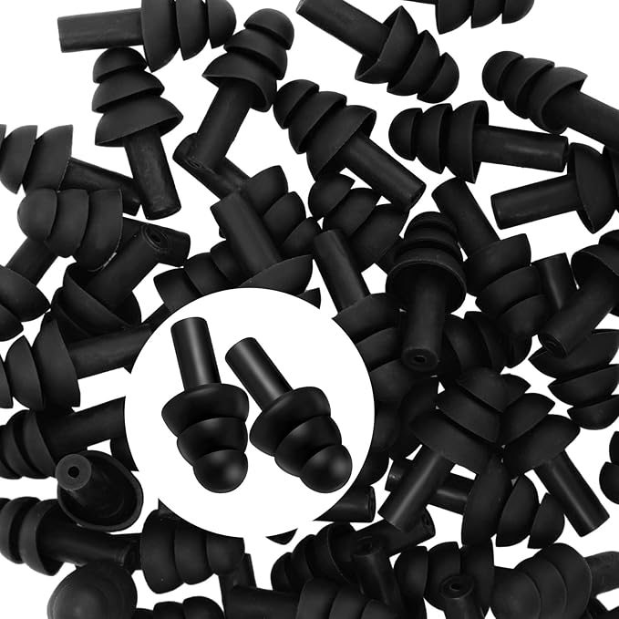 TrelaCo 200 Pairs Silicone Ear Plugs Soft Reusable Waterproof Ear Plugs for Sleeping Noise Swimming Hearing Protection Earplugs Shooting Construction Hunting Music Concerts (Black)