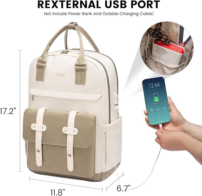 LOVEVOOK Laptop Backpack for Women, 15.6 Inch Laptop Bag with USB Charging Port, Fashion Water Resistant Daypacks Teacher Nurse Stylish Travel Bags Vintage Computer Backpack for College, Work
