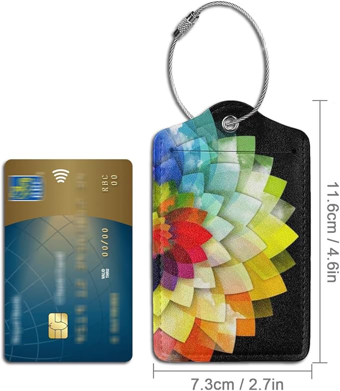 2 Pack Luggage Tag for Suitcase, Cute Unique Leather Suitcase Tags Identifiers with Privacy Name Address Labels & Durable Steel Loop for Women Men Travel