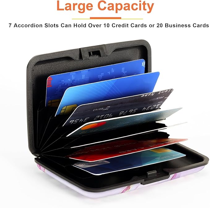 Mayski Credit Card Holder, RFID Blocking, Aluminum Alloy Hard Case, Small Mini Business Metal Wallet for Women Men, Pink Marble
