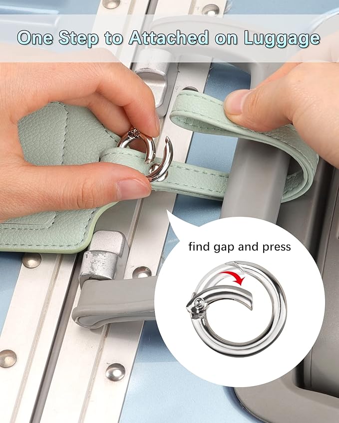 3 Pack Luggage Tags - Quick Install, Privacy Protection, Airplane Travel Essentials for Suitcases, Durable Leather - Lichee Light Green