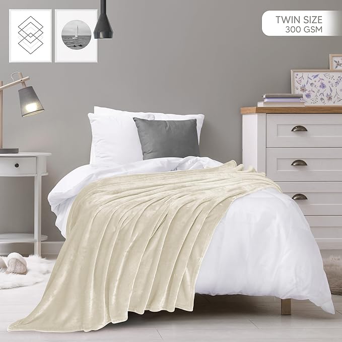 Utopia Bedding Fleece Blanket Twin Size Linen (60x80 Inches) Ultra Soft Warm Lightweight Microfiber Breathable Anti-Static Cozy Winter Bed Blanket, All-Season Home Decor Gift for Men & Women