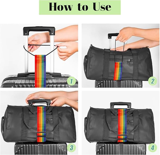 Multi Use Strong Adjustable Luggage Connector Straps for Suitcases,2 Pack Flexible Luggage Accessories Elastic Fastening Bag Strap