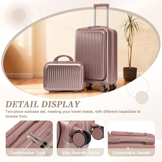 Hardside Luggage, Lightweight Suitcases with Spinner Wheels, 20/14 Inch