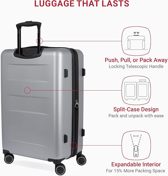 SwissGear 8020 Eclipse Collection Hardside Expandable Luggage – Ultimate Grey