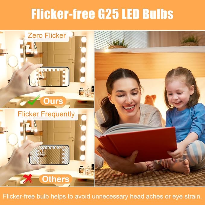 G25 Vanity Light Bulb 2700K Warm White 8 Pack, LED Globe Light Bulbs for Bathroom Vanity Mirror,E26 Medium Screw Base,5W 60W Incandescent Equivalent,500 Lumen,Non-dimmable