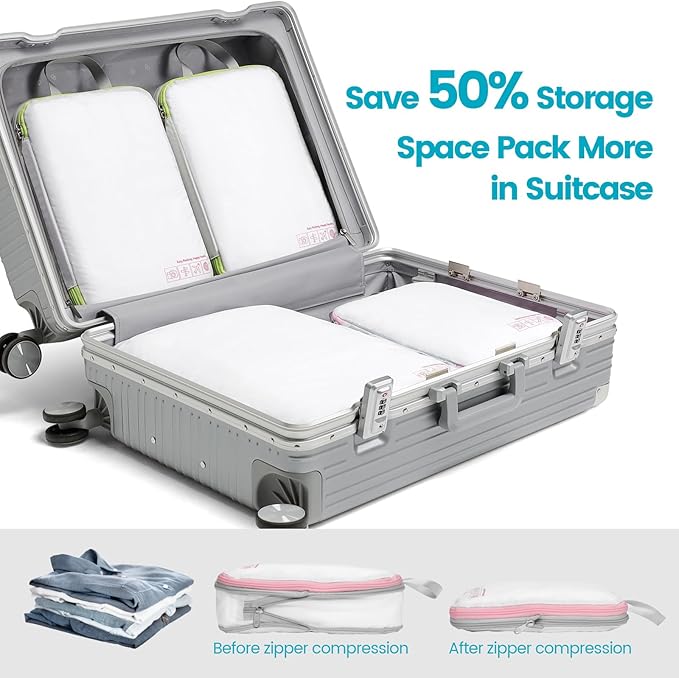 Cambond Compression Packing Cubes for Travel - Lightweight Expandable Travel Bags Luggage Organizers Travel Essentials Compression Cubes for Travel Space Saver for Carry on Suitcases Organizer