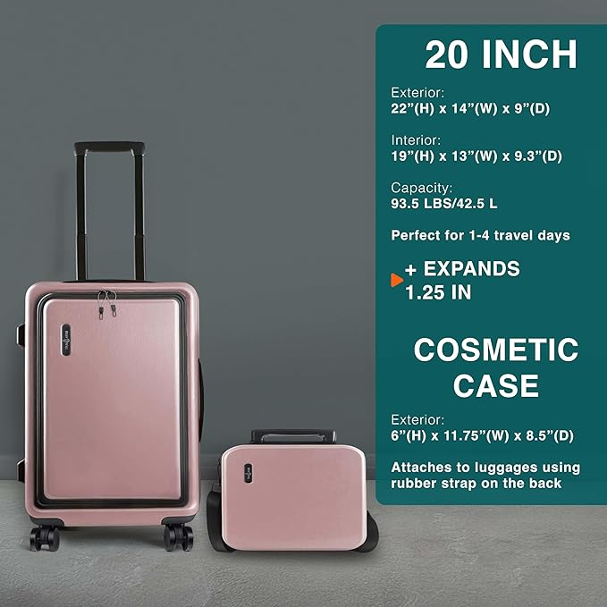 Luggage Sets 3 Piece, 20 Inch Carry on Luggage and 28 Inch Suitcases with Wheels Spinner, Durable Hard Shell Suitcase Set, Expandable Travel Suitcase, Pink