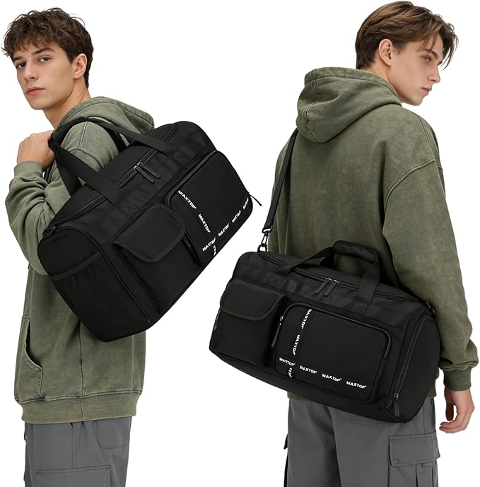 MAXTOP Gym Bag for Women Men Travel Duffle Bag Large Capacity Carry On Weekender Overnight Bag With Shoe Compartment Gym Tote Dry Wet Separation Duffel Bag for Travel