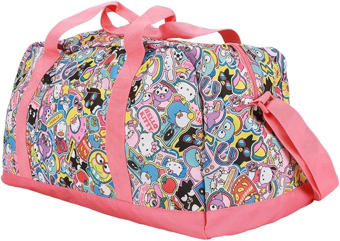 Hello Kitty & Friends All-Over Character Print White & Pink 21" Packable Duffel