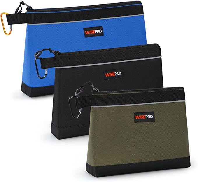 Zipper Tool Pouches, Multi-Purpose Utility Tool Bags Organizer for Small Hand Tools, Screws, Nails, Hardware, Pliers & Wrenches, Storage Pouch Set for Electricians, Plumbers, HVAC & Mechanics