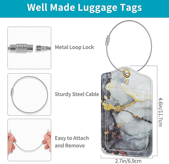 Fishent Luggage Tag, 3 Pack Travel Cruise Luggage Tags for Suitcases, Cute Suitcase Tags Identifiers Bag Tags with Privacy Flap, Baggage Name Tag for Women Men Luggage Backpack Handbag School Bag