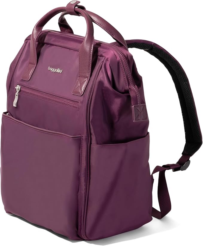 Baggallini Soho Backpack - Travel Laptop Backpack for Women - Lightweight Water-Resistant Luggage Bag, Mulberry