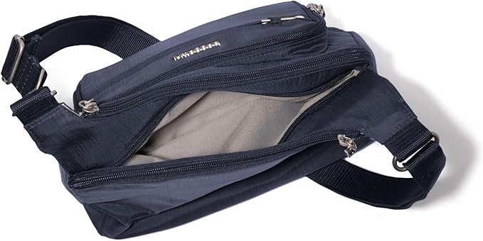 Baggallini Securtex Anti-theft Crossover Crossbody Bag 11”w X 8.5”h, Rfid, Built-in Wallet, Locking Zippers