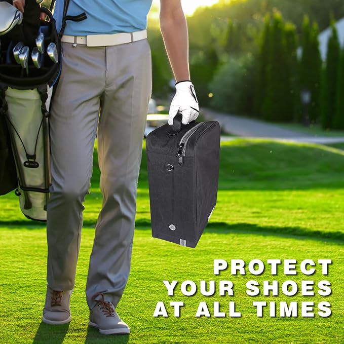 CHAMPKEY Premium Soft Padded Golf Shoe Bag | 300D Polyester Oxford Fabric with 210D Liner Sport Shoe Bag