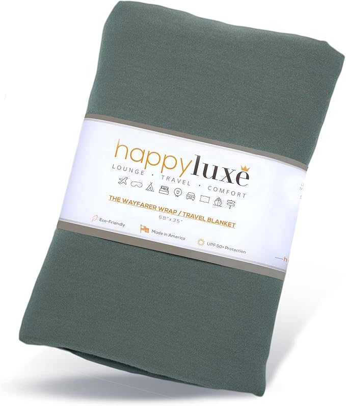 Happyluxe Travel Shawl Wraps for Women - 68x35in Wrap. Lightweight Pashmina, Airplane Travel Blanket Scarf. Made In USA