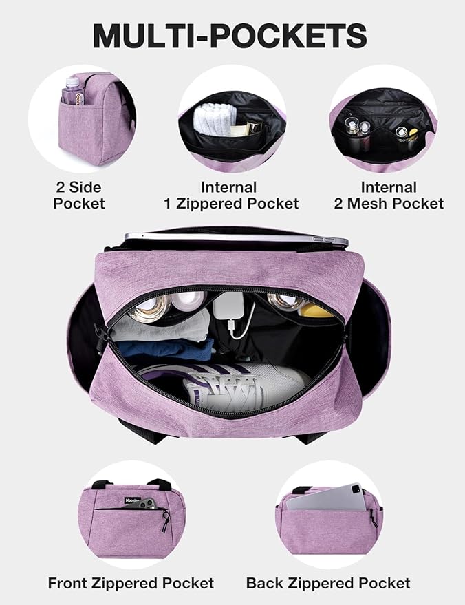 Noozion 14 inch Small Gym Bag for Women & Men, Lightweight Carry On Mini Duffle Bag with Multiple Pockets, Sports Bag for Travel and Workout.