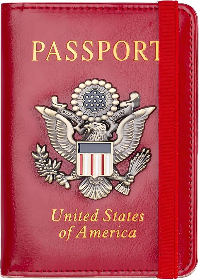 Premium Passport Holder for Travel, RFID Blocking Passport Cover Slim, Durable & Travel-Friendly, Passport Wallet Keep Your Documents Safe & Organized (Red)